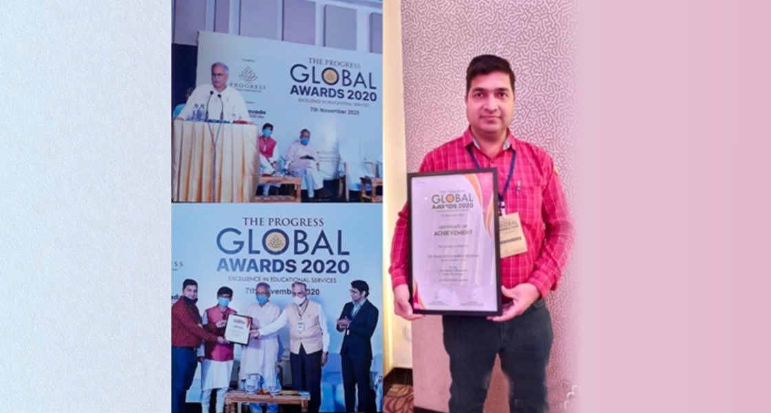 The Progress Global Award to Dr. Prakash Chandra Sharma in sponsored by Govt. of Chhattisgarh for excellence in research