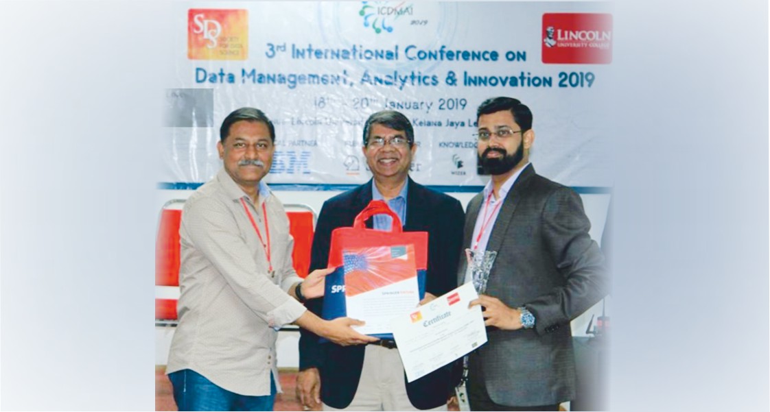 Leading Research Award- for track AI and Data Analytics by Springer Malaysia awarded to Mr. Venkatesh Gauri Shankar